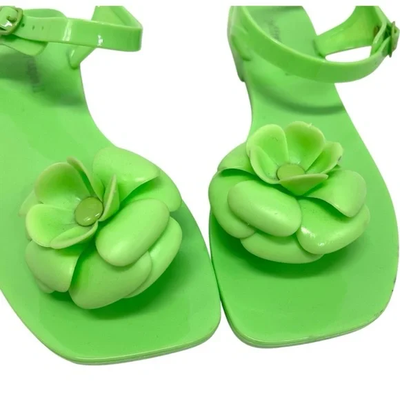 Jeffrey Campbell Fleurise Green Flower Post Flat Summer Jelly Sandals Women’s 7 - Picture 5 of 13